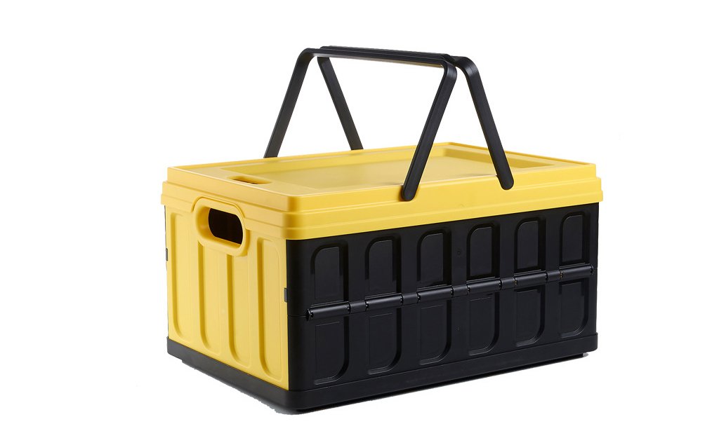 Folding turnover box with handle