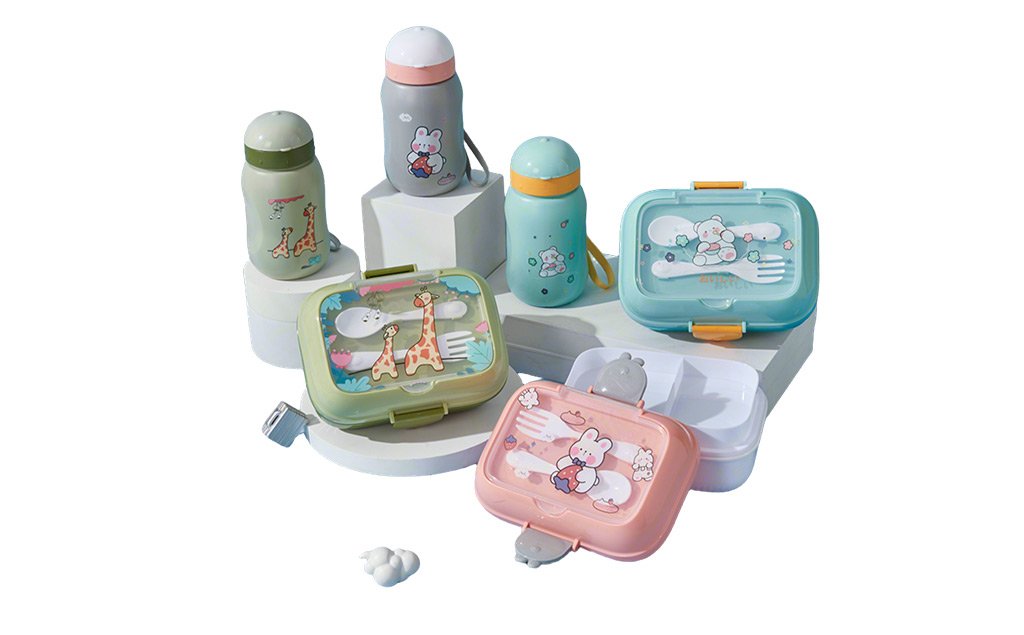 Double Layer Plastic Lunch Box Set for Kids & Students